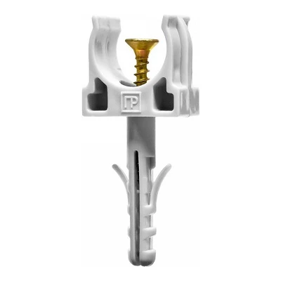 Крепеж-клипса с дюбелем и саморезом серая d16 мм в малой упаковке (10шт/900шт уп/кор) (PR13.0307)