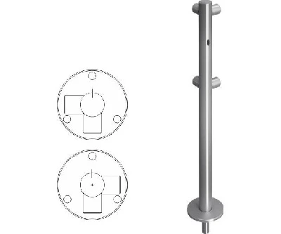Стойка ограждения  съемная L-образная с отверстием под фиксатор, 2 муфты справа (ВЗР 1996Р.21-05)