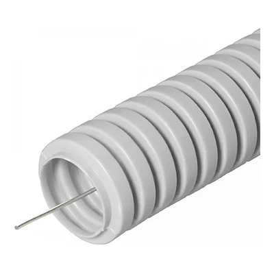 Труба гофрированная ПВХ серая с/з d25 мм (50м/2600м уп/пал) Строитель (PR.032550)
