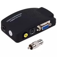 Конвертер BNC/RCA + S-video на VGA + переходник (гн. BNC – шт. RCA), пластик (17-6932)