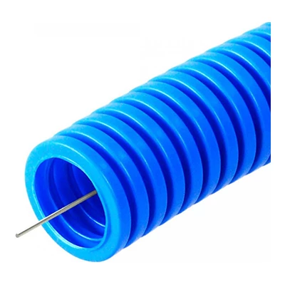 Труба гофрированная ПП тяжёлая 750 Н безгалогенная (HF) синяя с/з d32 мм (25м/1375м уп/пал) (PR02.0058)