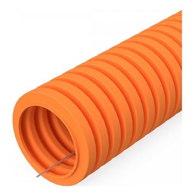 Труба гофрированная ПВХ легкая 350 Н оранжевая с/з d20 мм (100 м/4800 м уп/пал) (PR01.0131)