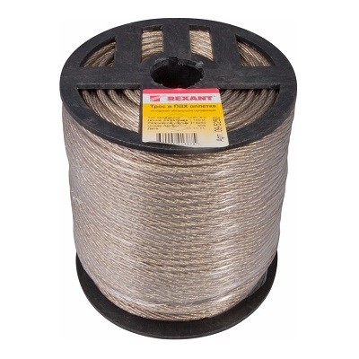 Трос стальной в ПВХ оплетке d=5,0 мм, прозрачный (бухта 100 м) (09-5250)