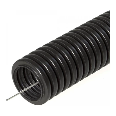 Труба гофрированная ПНД тяжёлая 750 Н безгалогенная (HF) стойкая к ультрафиолету черная с/з d63 мм (15м/360м уп/пал) (PR.026341)