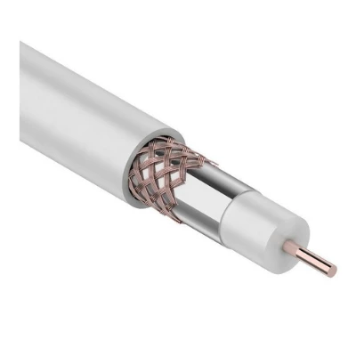 Кабель коаксиальный RG-6U, 75Ом, Cu/Al/Cu, 75%, , INDOOR, белый (01-2233)