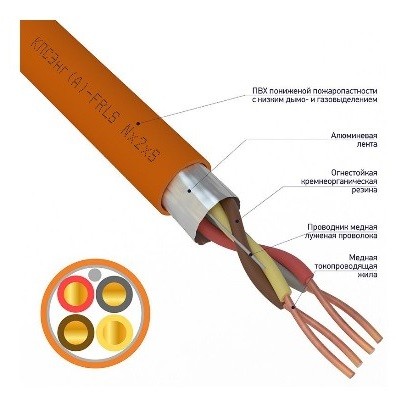 Кабель огнестойкий КПСЭнг(А)-FRLS 2x2x0,75мм², бухта 200м (01-4910-1)