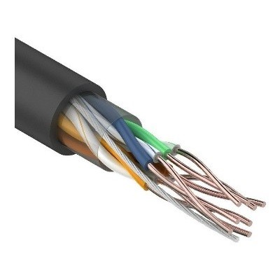 Кабель витая пара U/UTP, CAT 5e, PE, 4PR, 24AWG, OUTDOOR, SOLID, черный (01-0045)