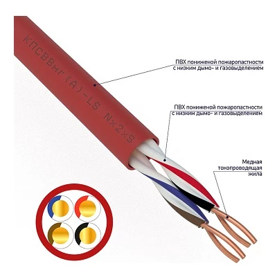 Кабель для пожарной сигнализации КПСВЭВнг(А)-LS 2x2x0,75мм², бухта 200м (01-4866-1)