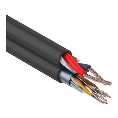 Мульти-кабель FTP 4PR 24AWG CAT5e + 2х0. 75мм². , 200м. , черный, OUTDOOR (01-4044)