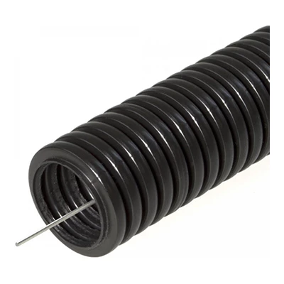 Труба гофрированная ПНД легкая 350 Н безгалогенная (HF) стойкая к ультрафиолету черная с/з d32 мм (10м/уп) (PR02.0128)