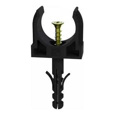 Крепеж-клипса с дюбелем и саморезом черная d32 мм в малой упаковке (10шт/450шт уп/кор) (PR13.0314)