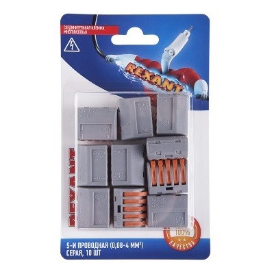 Универсальная клемма СМК 222-415, 5-проводная серая 0,08-2,5/4 мм² (блистер 10 шт./уп.) (06-0202-C10)