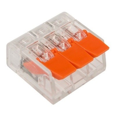 Универсальная компактная клемма СМК 221-413, 3-проводная до 4,0 мм² (50 шт./уп.) (07-5203)