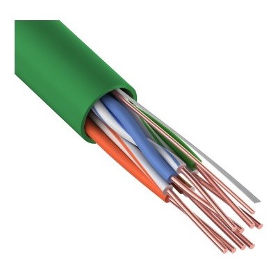 Кабель витая пара U/UTP, CAT 5e, нг(А)-LSLTx, 4х2х0,52мм, 24AWG, INDOOR, SOLID, зеленый (01-0061)