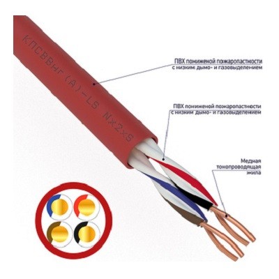 Кабель для пожарной сигнализации КПСВВнг(А)-LS 2x2x0,75мм², бухта 200м (01-4866)